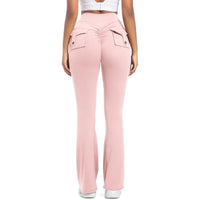 Women Flare pocket leggings high waist Breathable street style