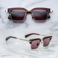jacques marie mage ALIN vintage half rim sunglasses alloy acetate retro style