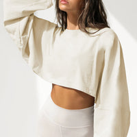 Loose fit round neck crop sweater women Short