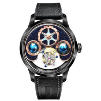 IDEAL KNIGHT blue earth tourbillon watch luxury skeleton automatic timepiece