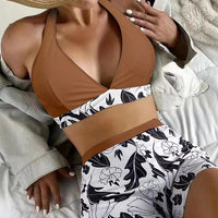 Bikini set short swimsuit women high waist swimwear printed beachwear