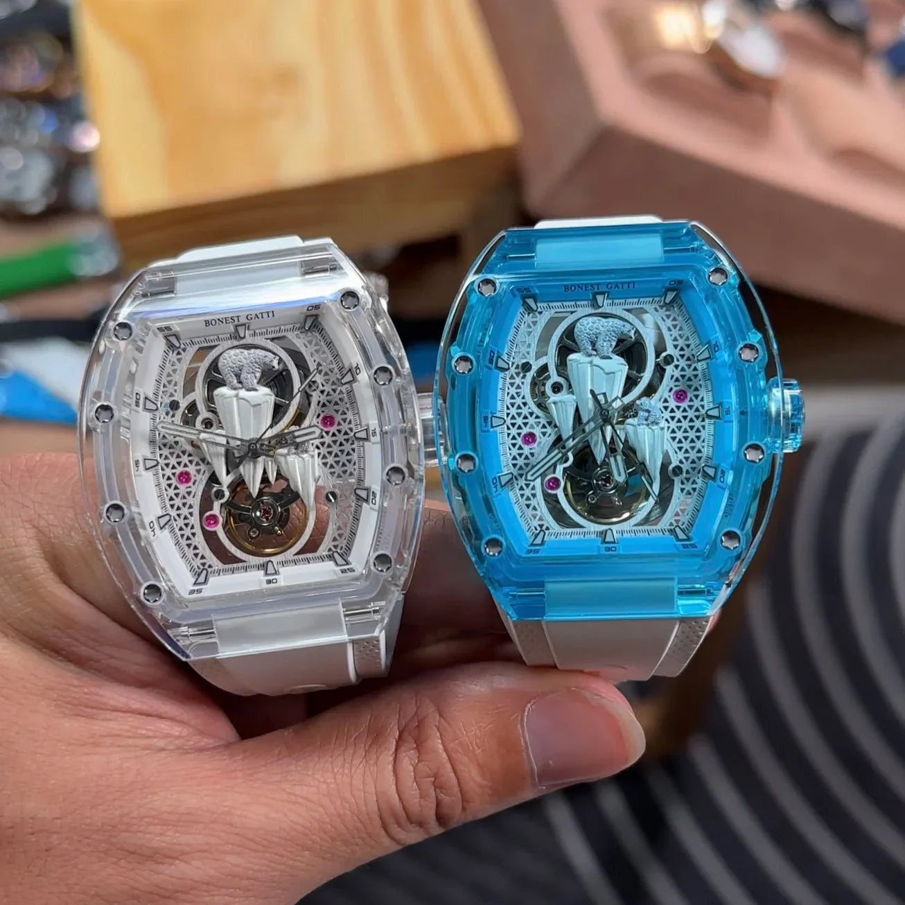 Bonest Gatti luxury automatic watch polar bear skeleton dial