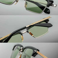 jacques marie mage ALIN vintage half rim sunglasses alloy acetate retro style