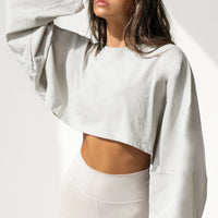 Loose fit round neck crop sweater women Short