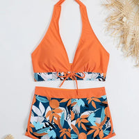 Bikini set short swimsuit women high waist swimwear printed beachwear