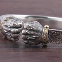 Masculine Fist Shaped Bracelet for Mens Vintage Solid 925 Silver Bangles Classic Jewelry