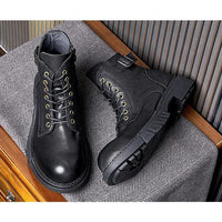 Classic handmade vintage leather ankle boots genuine leather
