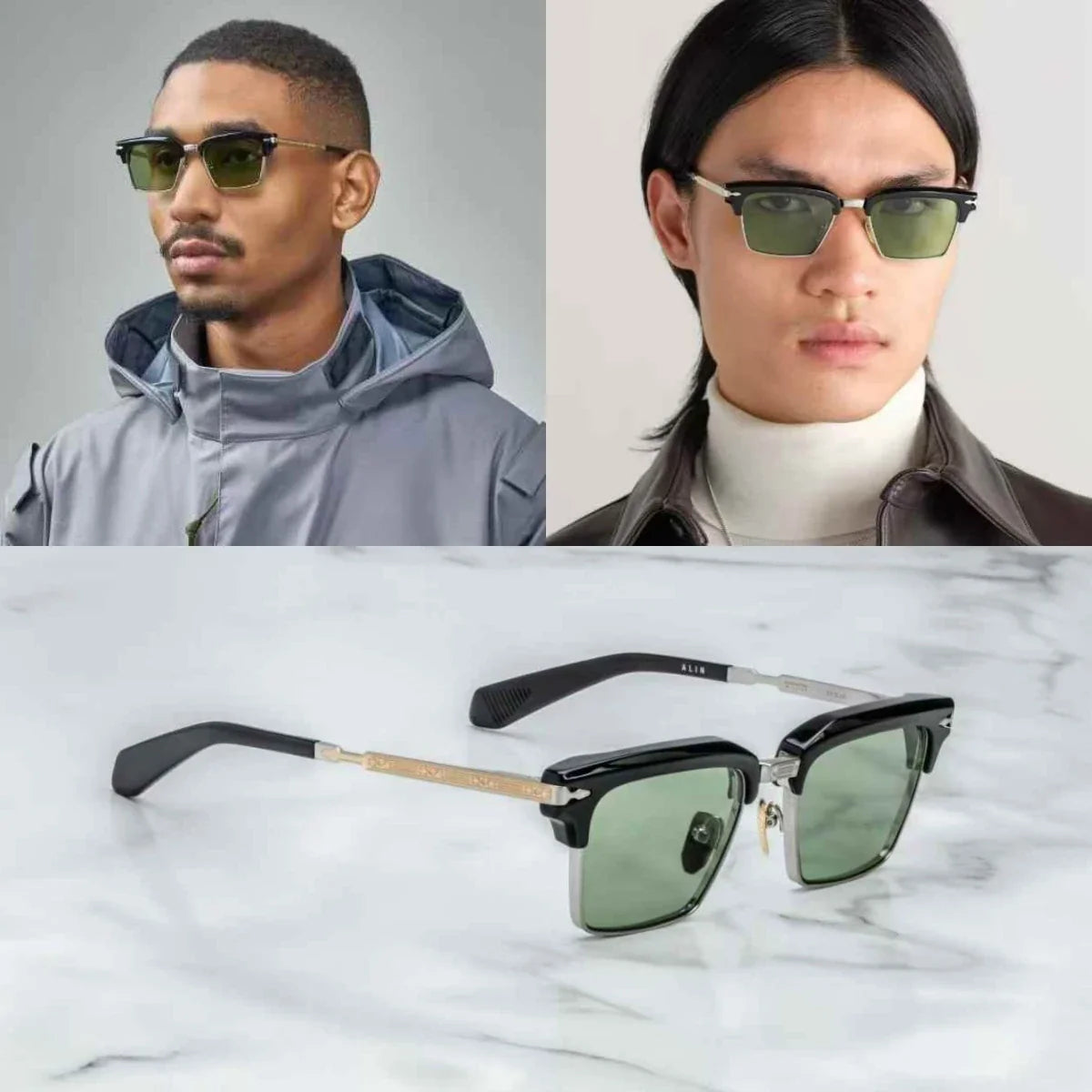 jacques marie mage ALIN vintage half rim sunglasses alloy acetate retro style