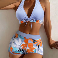 Bikini set short swimsuit women high waist swimwear printed beachwear