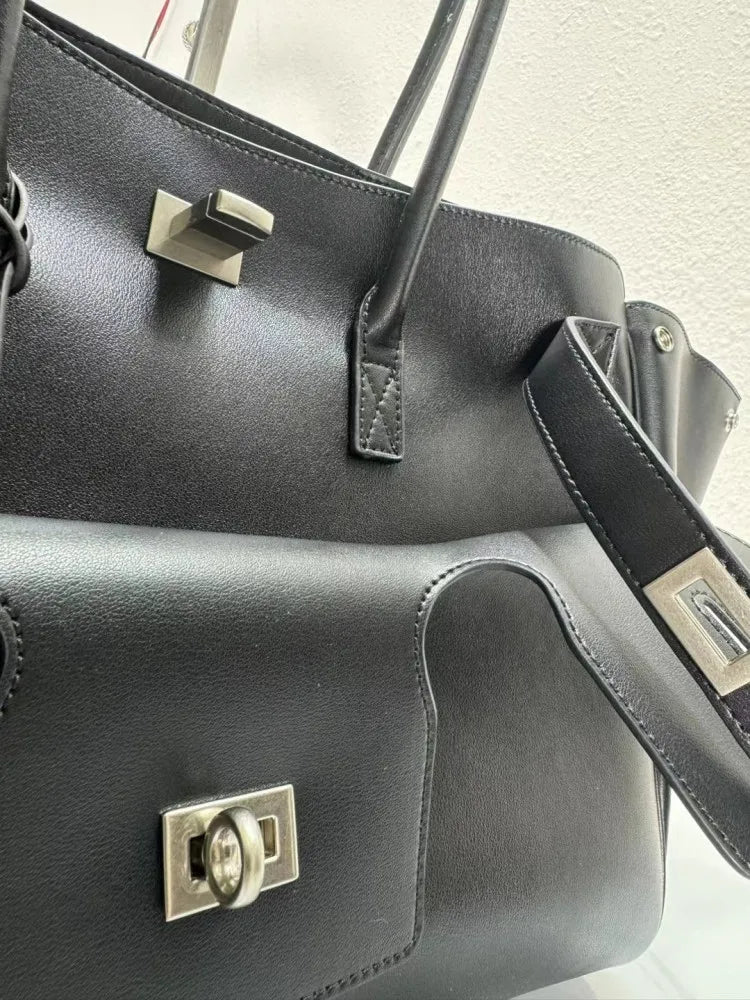 Designer cow split leather large capacity shoulder women bag