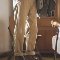 maden adjustable high waist khaki cargo pants vintage style for men