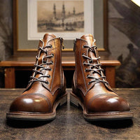 Men genuine leather handmade high quality comfortable boots
