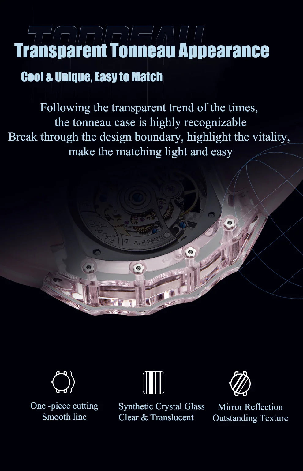 Haofa luminous crystal watch automatic mechanical timepiece