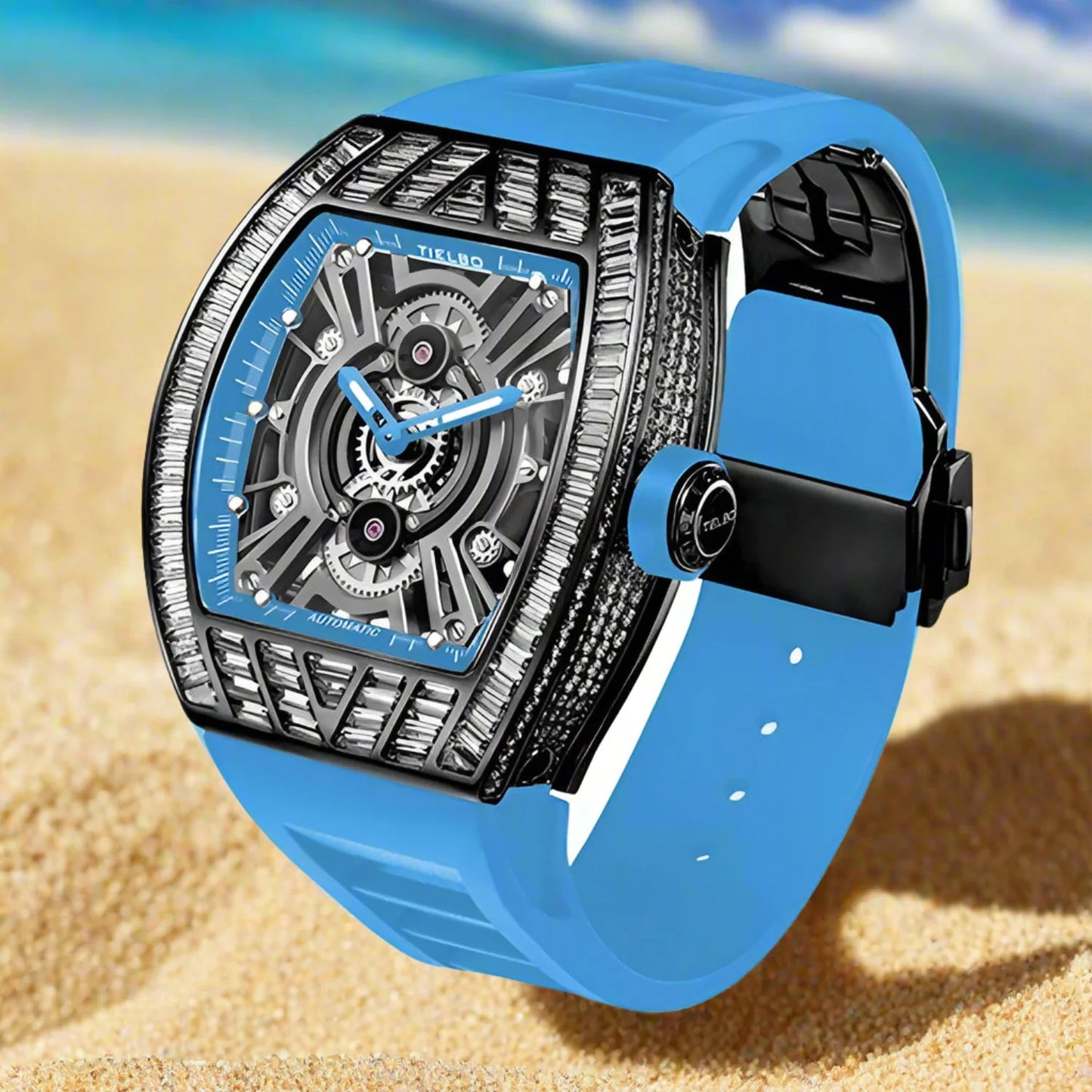 TIELBO sapphire luminous hands crystal hollow design mechanical watch