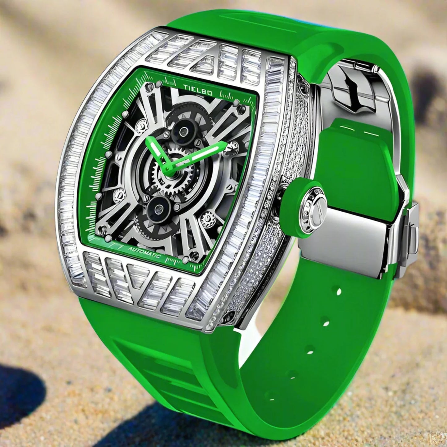 TIELBO sapphire luminous hands crystal hollow design mechanical watch