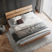 Turin Massivholz Eichenbett 140-180cm mit Holzbeinen und doppelter Rückenlehne