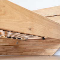 Turin Massivholz Eichenbett 140-180cm mit Holzbeinen und doppelter Rückenlehne