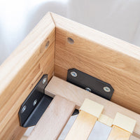 Turin Massivholz Eichenbett 140-180cm mit Holzbeinen und doppelter Rückenlehne