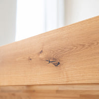 Turin Massivholz Eichenbett 140-180cm mit Holzbeinen und doppelter Rückenlehne