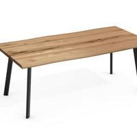 Esstisch Lukas 4 Fuß Gestell schräg Eiche massiv mit Baumkante