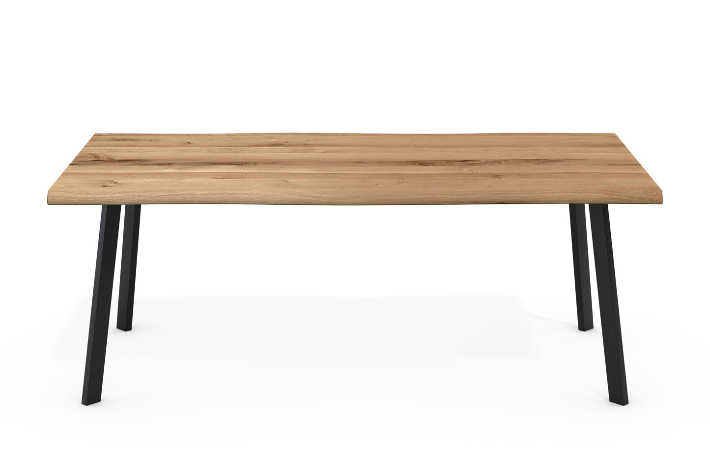 Esstisch Lukas 4 Fuß Gestell schräg Eiche massiv mit Baumkante