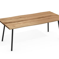 Esstisch Oskar 4 Fuß Gestell Rundrohr schräg Eiche massiv mit Baumkante