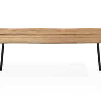 Esstisch Oskar 4 Fuß Gestell Rundrohr schräg Eiche massiv mit Baumkante