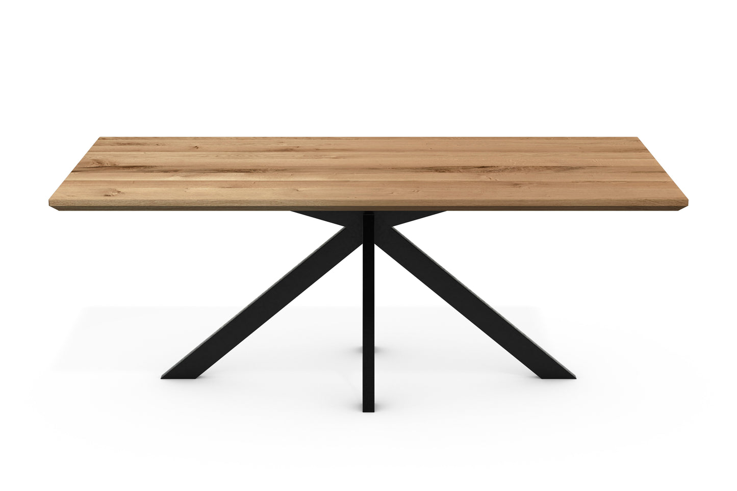 Esstisch Anton mit Schweizer Kante Spider Gestell Eiche wildeiche massiv