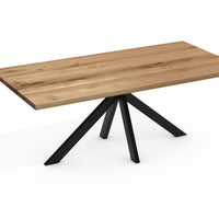 Esstisch Leeds Eiche Massiv 160-240cm - Spider Gestell Schwarz Metall
