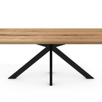 Esstisch Leeds Eiche Massiv 160-240cm - Spider Gestell Schwarz Metall