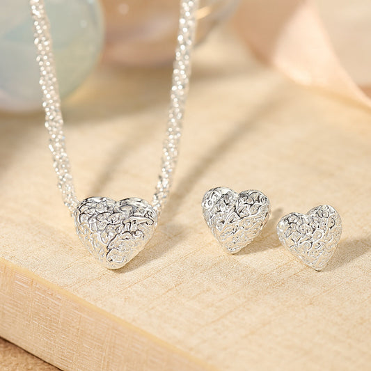 Schmuck Set aus 925er Sterling Silber, Crushed Heart
