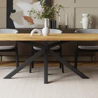 Esstisch mit Ansteckplatten, 160 (240) x90cm, Eiche massiv Baumkante und Spidergestell