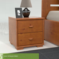 Vanessa Kiefer Massivholz Nachttisch Nachtschrank | 2-Schubladen | 100% Bio Kiefer