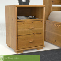 Vanessa Kiefer Massivholz Nachttisch Nachtschrank | 2-Schubladen 1-Regal | 100% Bio Kiefer