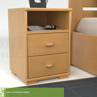 Vanessa Kiefer Massivholz Nachttisch Nachtschrank | 2-Schubladen 1-Regal | 100% Bio Kiefer