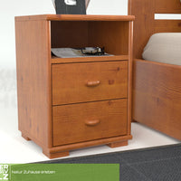 Vanessa Kiefer Massivholz Nachttisch Nachtschrank | 2-Schubladen 1-Regal | 100% Bio Kiefer