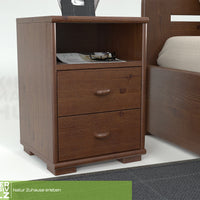 Vanessa Kiefer Massivholz Nachttisch Nachtschrank | 2-Schubladen 1-Regal | 100% Bio Kiefer