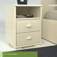Vanessa Kiefer Massivholz Nachttisch Nachtschrank | 2-Schubladen 1-Regal | 100% Bio Kiefer