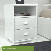 Vanessa Kiefer Massivholz Nachttisch Nachtschrank | 2-Schubladen 1-Regal | 100% Bio Kiefer