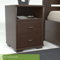 Vanessa Kiefer Massivholz Nachttisch Nachtschrank | 2-Schubladen 1-Regal | 100% Bio Kiefer