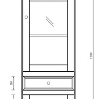 Bologna Elegante Massivholz Kiefer Vitrine 1-Türig | Farbe Graphit - Eiche