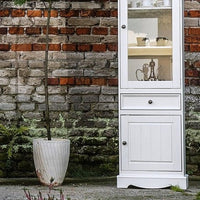 Bologna Elegante Massivholz Kiefer Vitrine 1-Türig | Farbe weiß