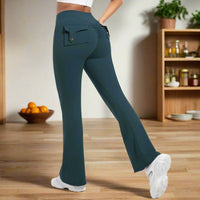 Women Flare pocket leggings high waist Breathable street style