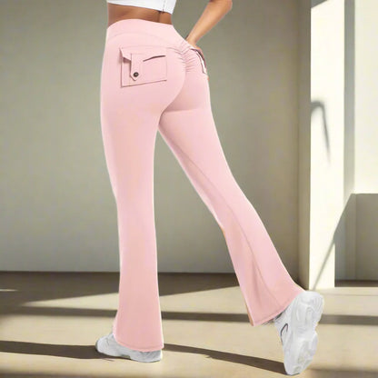 Women Flare pocket leggings high waist Breathable street style