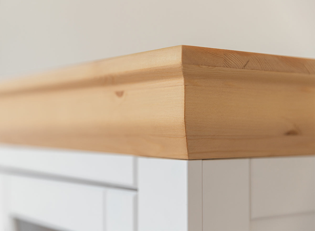 Milano Elite Massivholz Kiefer Schubladen Vitrine 1-Türig | Farbe Weiß/Kiefer