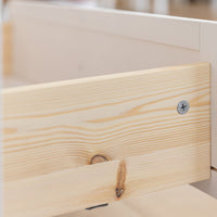 Milano Elite Massivholz Kiefer Schubladen Vitrine 1-Türig | Farbe Weiß/Kiefer