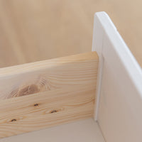 Milano Elite Massivholz Kiefer Schubladen Vitrine 1-Türig | Farbe Weiß/Kiefer