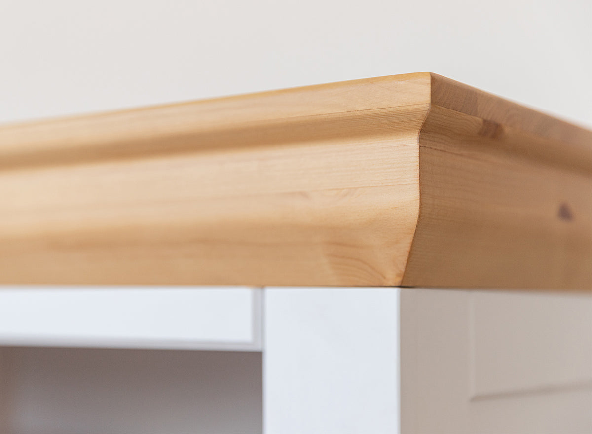 Milano Elite Massivholz Kiefer Schubladen Vitrine 1-Türig | Farbe Weiß/Kiefer