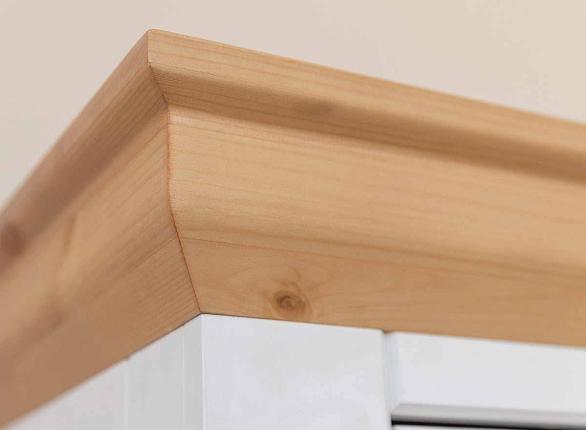 Milano Elite Massivholz Kiefer Vitrine 2D | Farbe Weiß/Kiefer