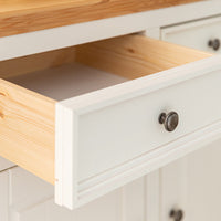 Bologna Elegante Massivholz Kiefer 5 Schubladen Kommode | Farbe Weiß - Kiefer